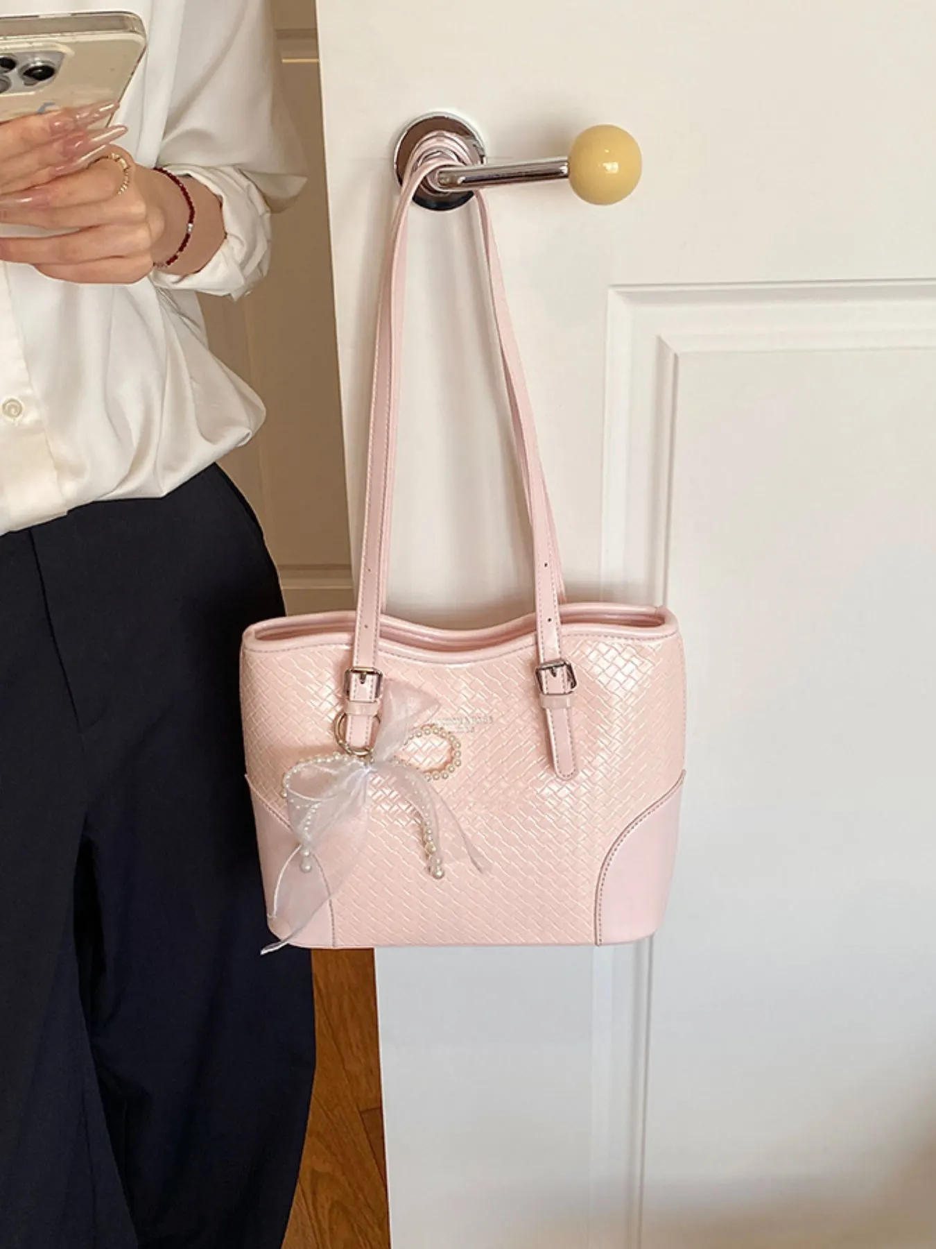 Textured PU Leather Shoulder Bag
