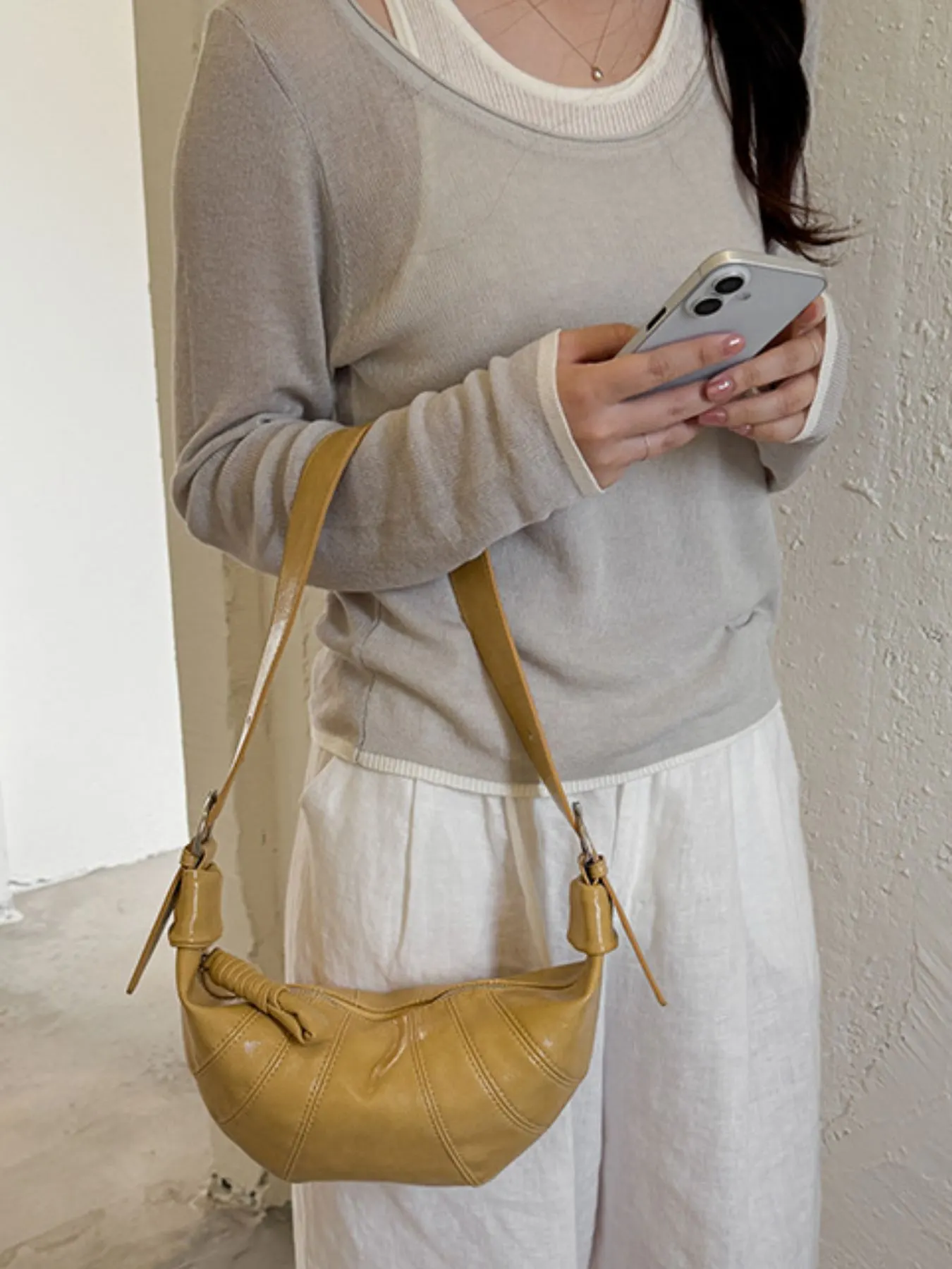 Crescent-Shaped Crossbody Bag